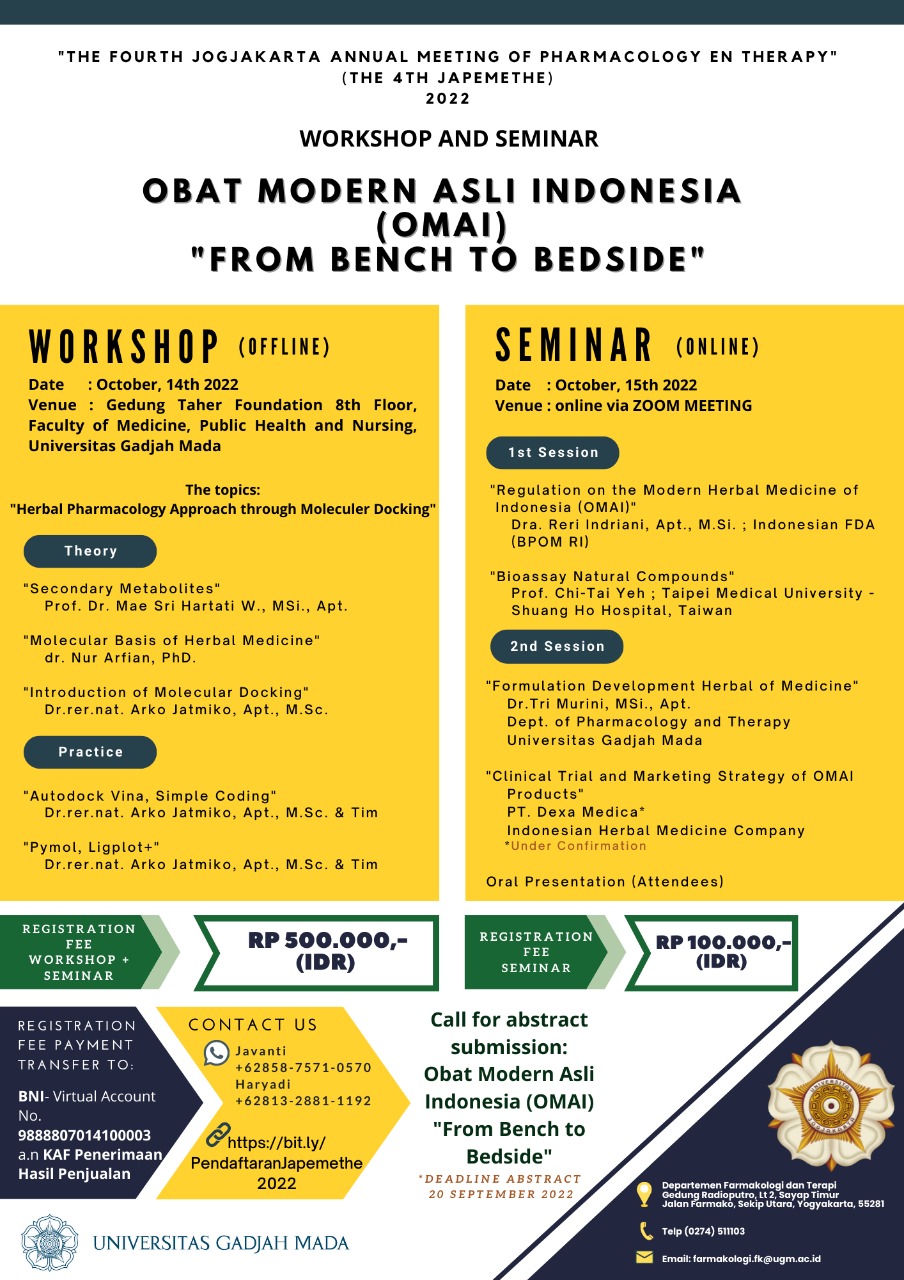 Workshop and Seminar : Obat Modern Asli Indonesia (OMAI) “From Bench to Bedside”